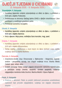 DJEČJI TJEDAN U CICIBANU (5. listopada 2026. - 9. listopada 2026.)